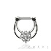 MULTI BEZEL CZ FLOWER SEPTUM HINGED CLICKER